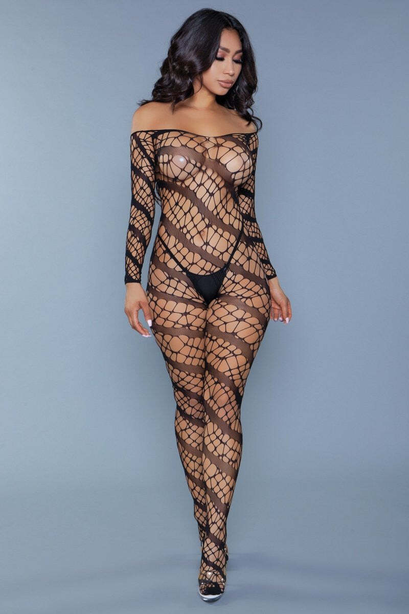 Web of Love Off-Shoulder Bodystocking